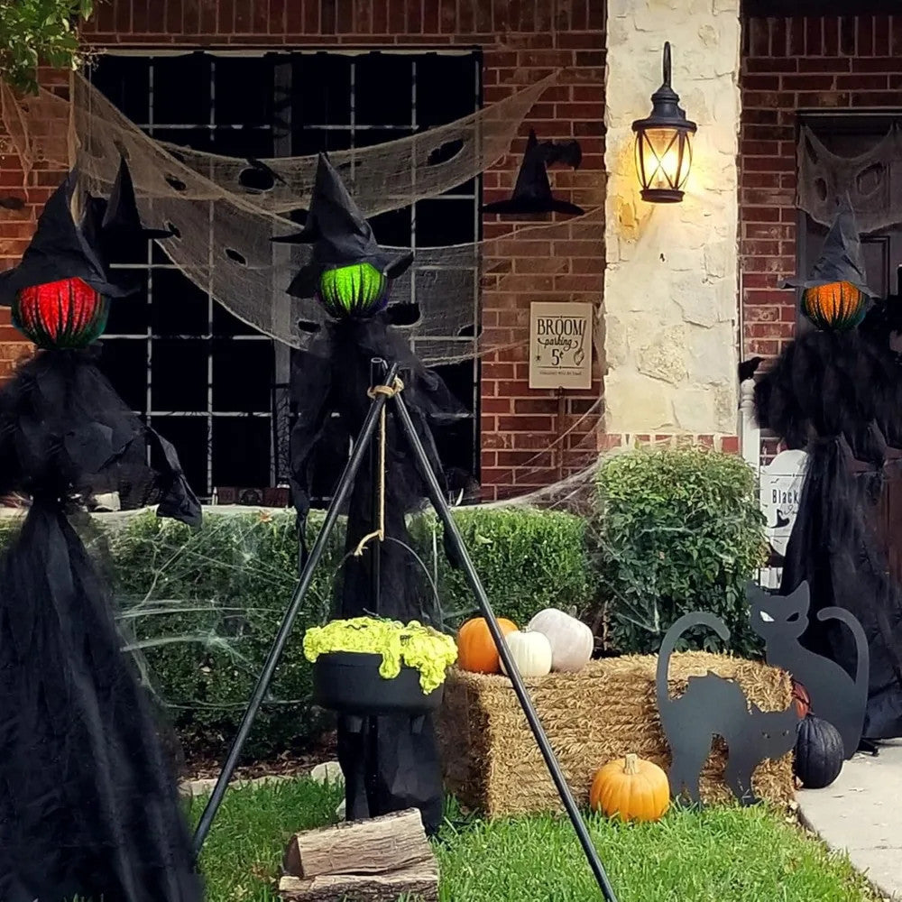 Halloween Decoration, Halloween Witch with Wooden Stakes, Used for Outdoor Garden, Courtyard, Lawn, Haunted House Decoration