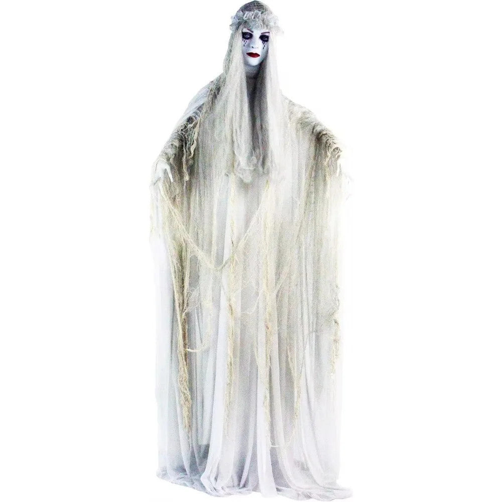 Life-Size Scary Ghost Bride, Halloween Animatronic with Touch Activated Lights and Sound, Battery Operated Indoor , Halloween