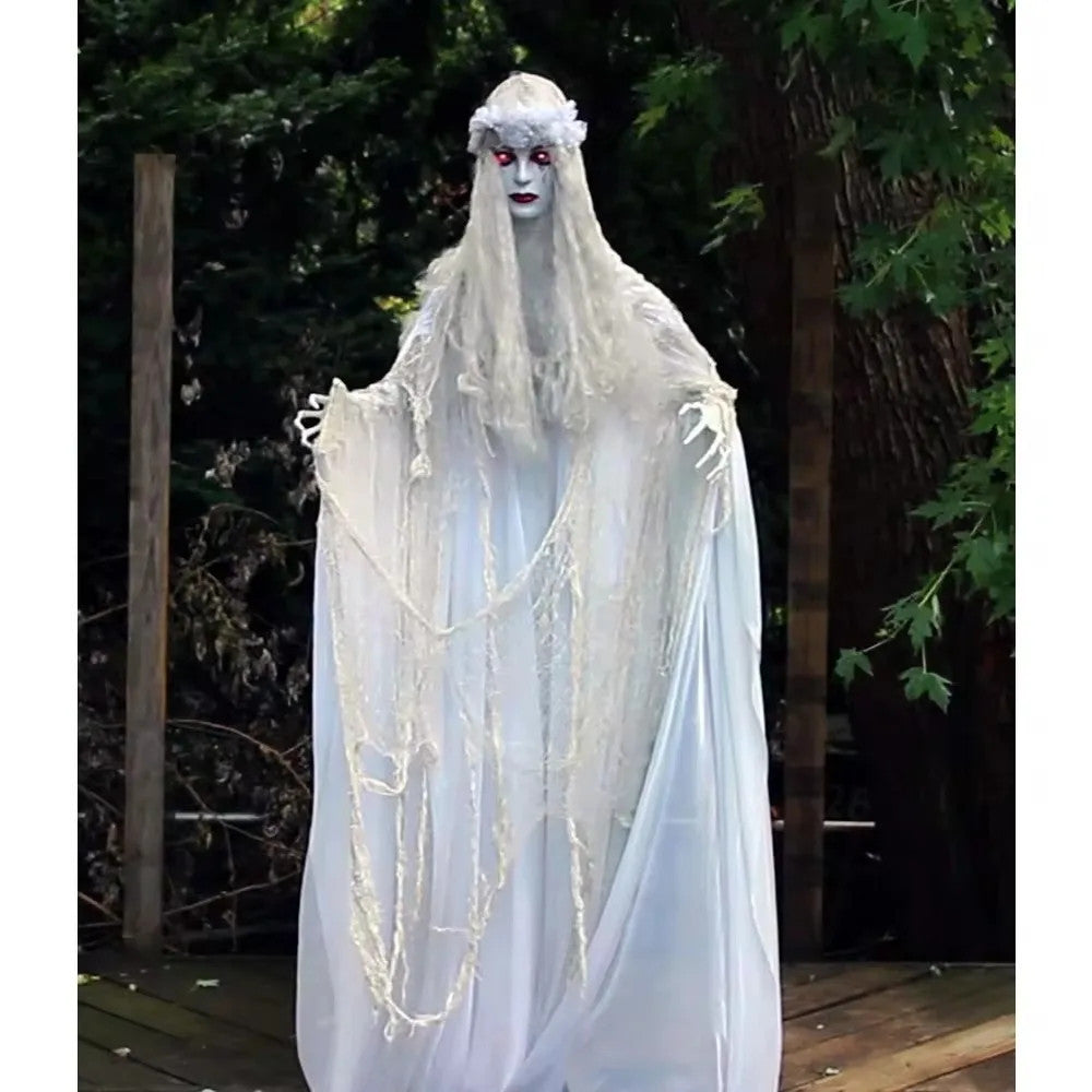 Life-Size Scary Ghost Bride, Halloween Animatronic with Touch Activated Lights and Sound, Battery Operated Indoor , Halloween