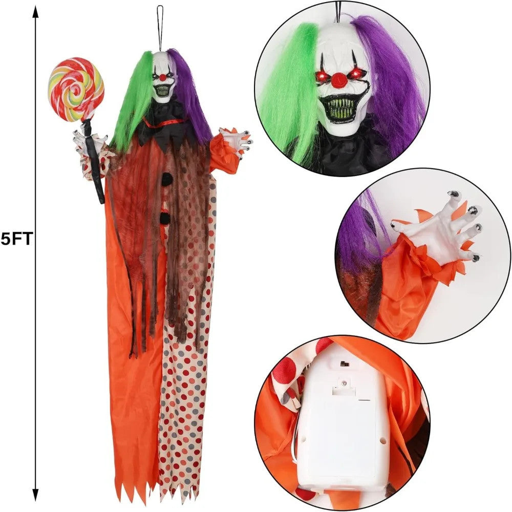 Halloween Decorations Outdoor Hanging Swing Girl, Scary Animatronic Decor Life-Size Halloween Props with Creepy Sounds Motion