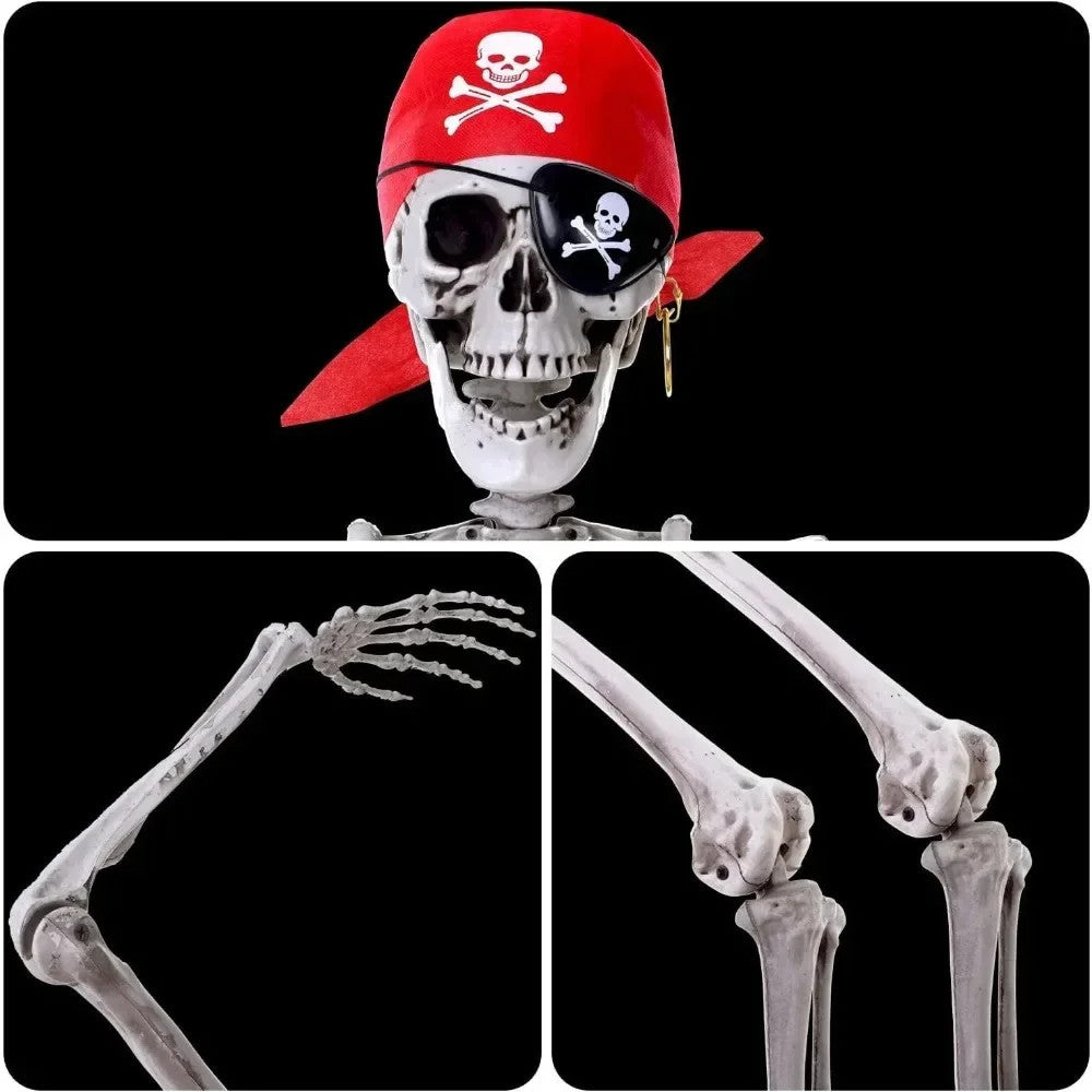 Halloween Decorations - 5 Ft Placeable Halloween Skeleton - Full Body Life-Size Skeleton Prop with Movable Joints for Outdoor