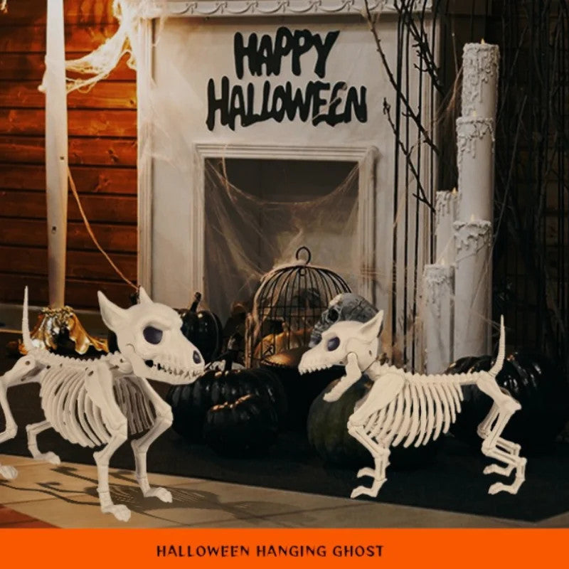 1pc Halloween Creative Home Ornament Animal Skeleton Decoration Little Wolf Skeleton Indoor Outdoor Garden Decoration