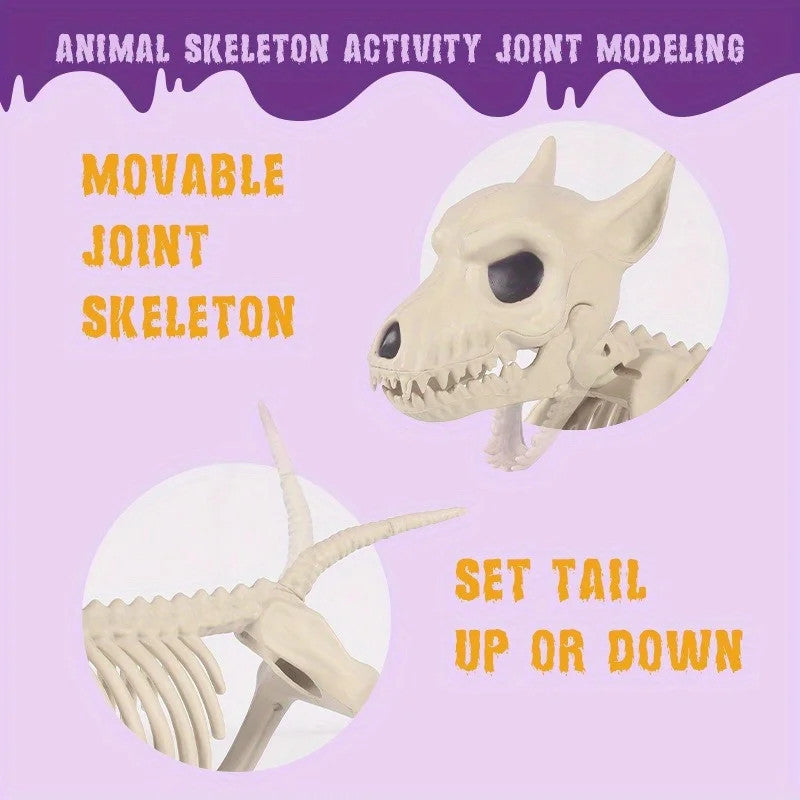 1pc Halloween Creative Home Ornament Animal Skeleton Decoration Little Wolf Skeleton Indoor Outdoor Garden Decoration