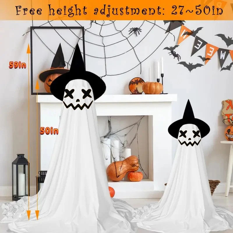 Halloween Decorations Outdoor Diy Large Lighted White Cloth Ghosts Cute Ghost With Led String Lights Home Porch Yard Deco