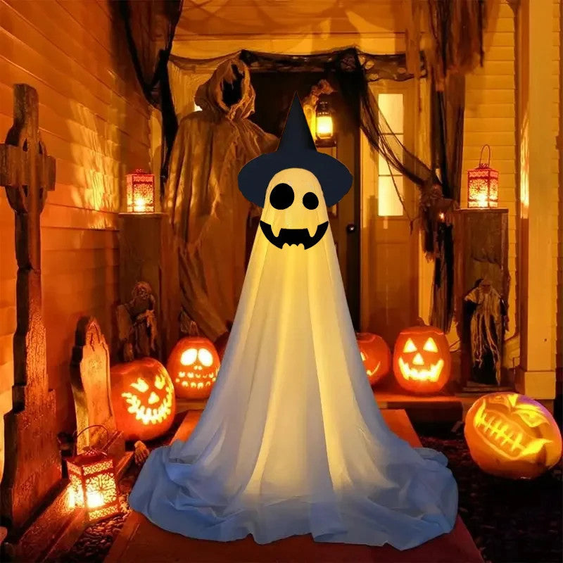 Halloween Decorations Outdoor Diy Large Lighted White Cloth Ghosts Cute Ghost With Led String Lights Home Porch Yard Deco