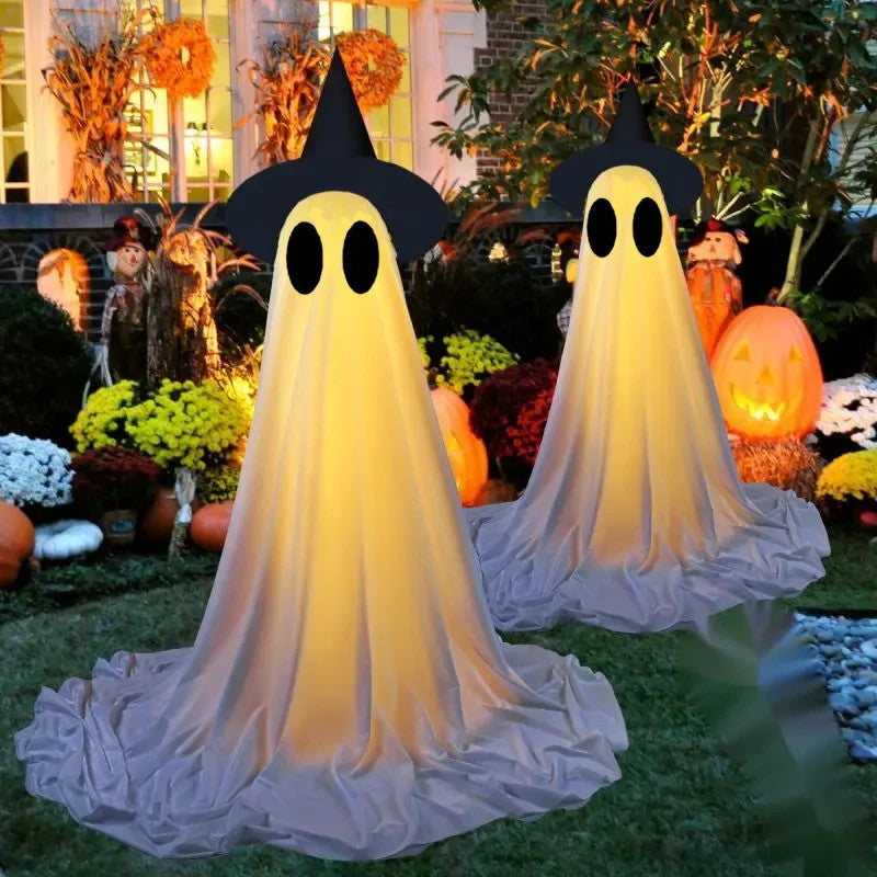 Halloween Decorations Outdoor Diy Large Lighted White Cloth Ghosts Cute Ghost With Led String Lights Home Porch Yard Deco